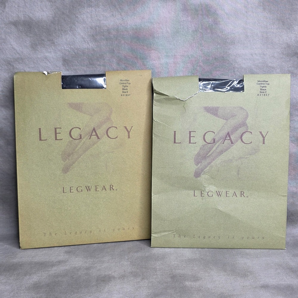 Lot Of 2 Legacy Legwear Microfiber Control Top Tights BLACK Sz E-Package Damage